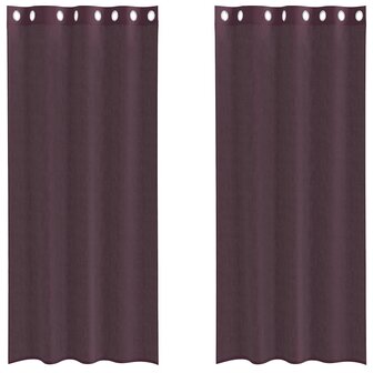 Gordijnen voile met doorvoertules 2 st 140x245 cm paars 2