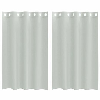 Gordijnen voile met doorvoertules 2 st 140x175 cm lichtgrijs 2