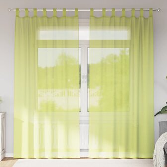 Gordijnen voile met lipje Top 2 st Appelgroen 1
