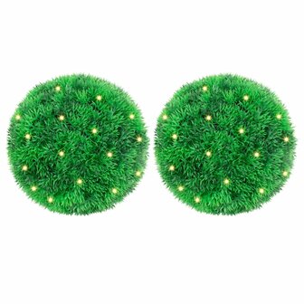 Kunstbuxusballen met LED-verlichting 2 st 22 cm groen 1