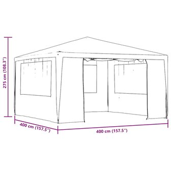 Partytent met zijwanden professioneel 90 g/m&sup2; 4x4 m groen 9