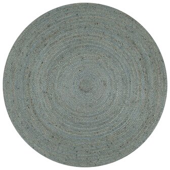 Vloerkleed handgemaakt rond 150 cm jute olijfgroen 1
