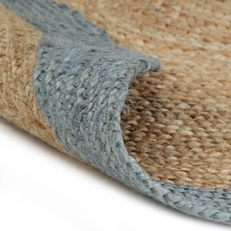 Vloerkleed handgemaakt met olijfgroene rand 90 cm jute 2