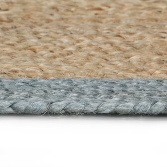 Vloerkleed handgemaakt met olijfgroene rand 90 cm jute 3