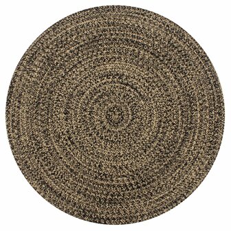 Vloerkleed handgemaakt 90 cm jute zwart en naturel  1