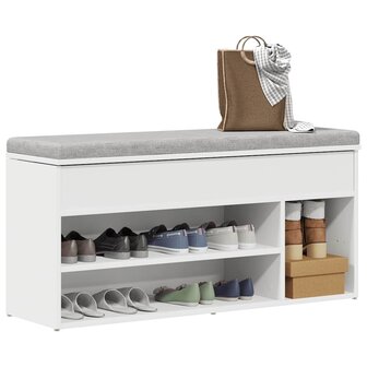 Schoenenbank 102x30,5x45 cm bewerkt hout wit 1
