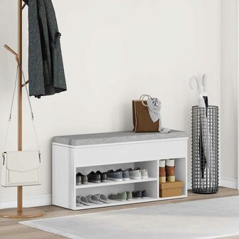 Schoenenbank 102x30,5x45 cm bewerkt hout wit 3