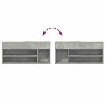 Schoenenbank 102x30,5x45 cm bewerkt hout betongrijs 7