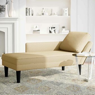 Chaise longue met kussen corduroy stof lichtgroen grijs 3