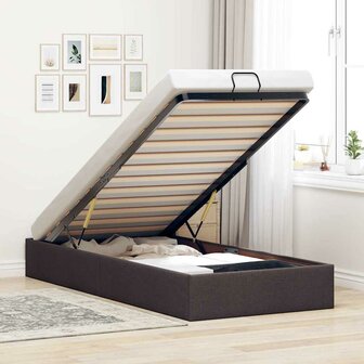 Bedframe zonder matras 100x200 cm stof donkerbruin 1