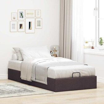 Bedframe zonder matras 100x200 cm stof donkerbruin 3