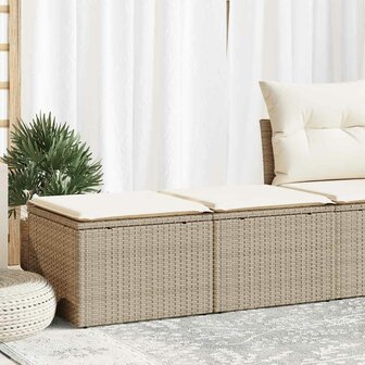2-delige Loungeset met kussens poly rattan acacia beige 1