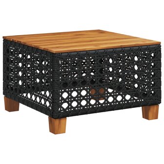 Tuintafel 55x55x36 cm poly rattan en acaciahout zwart 2