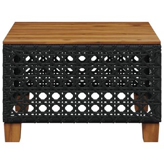 Tuintafel 55x55x36 cm poly rattan en acaciahout zwart 4