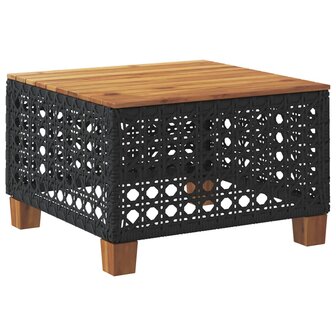 Tuintafel 55x55x36 cm poly rattan en acaciahout zwart 6