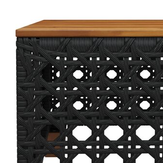 Tuintafel 55x55x36 cm poly rattan en acaciahout zwart 7