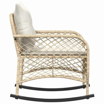 Tuinschommelstoel met kussens poly rattan beige 5