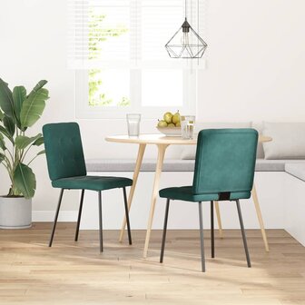 Eetkamerstoelen 2 st fluweel donkergroen 2