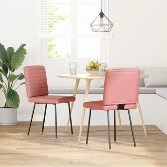 Eetkamerstoelen 2 st imitatieleer roze 1