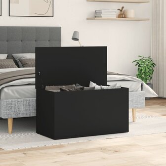 Opbergkist 84x42x46 cm bewerkt hout zwart 3