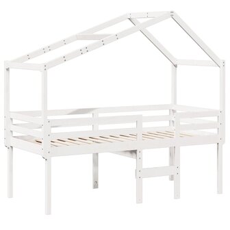 Hoogslaper met dak massief grenenhout wit 90x200 cm 3