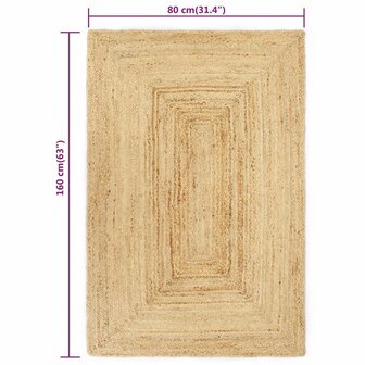 Vloerkleed handgemaakt 80x160 cm jute naturel  5