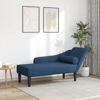 Chaise longue met kussens stof blauw 1