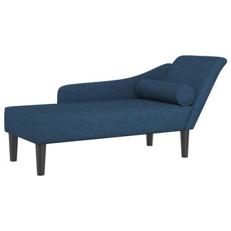 Chaise longue met kussens stof blauw 2