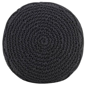 Poef macram&eacute; handgemaakt 45x30 cm katoen antraciet 2