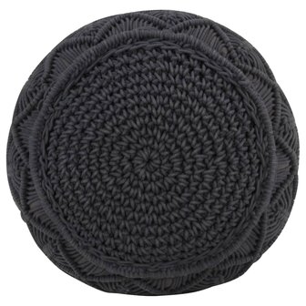 Poef macram&eacute; handgemaakt 45x30 cm katoen antraciet 3