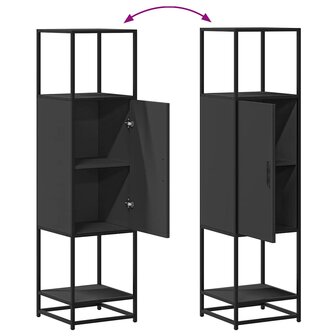 Hoge kast 35,5x35x139 cm bewerkt hout en metaal zwart 8