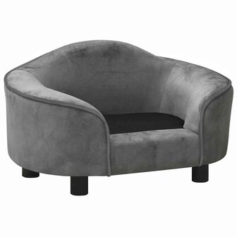 Hondenbank 67x47x36 cm pluche grijs 3