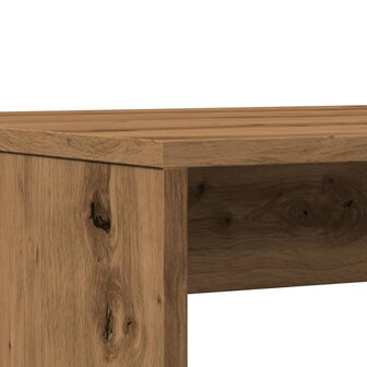 3-delige Eettafel en bankenset bewerkt hout artisanaal eiken 8