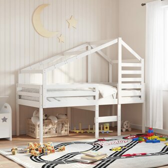 Kinderbedhuisje 198x97x113 cm massief grenenhout wit 1