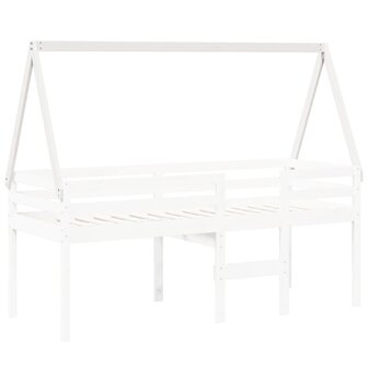 Kinderbedhuisje 199x95,5x88 cm massief grenenhout wit 3