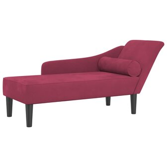 Chaise longue met kussens fluweel wijnrood 2
