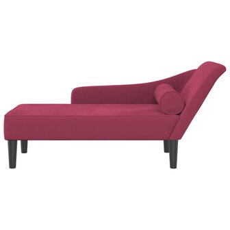 Chaise longue met kussens fluweel wijnrood 3