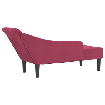 Chaise longue met kussens fluweel wijnrood 5