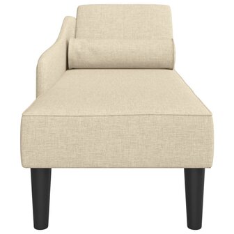 Chaise longue met kussens stof cr&egrave;mekleurig 4