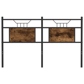 Hoofdbord 150 cm bewerkt hout en staal gerookt eikenkleurig 4
