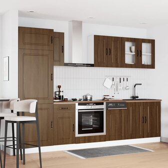 8-delige Keukenkastenset Kalmar bewerkt hout bruin eikenkleur 3