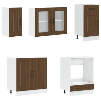 8-delige Keukenkastenset Kalmar bewerkt hout bruin eikenkleur 4