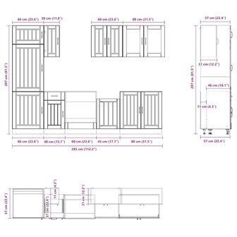 8-delige Keukenkastenset Lucca bewerkt hout sonoma eikenkleur 8