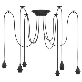 Hanglamp met 6 lamphouders E27 metaal zwart 2