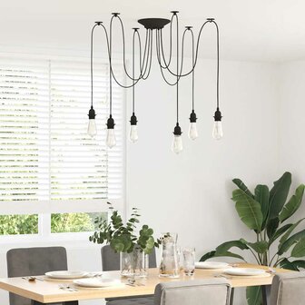 Hanglamp met 6 lamphouders E27 metaal zwart 3