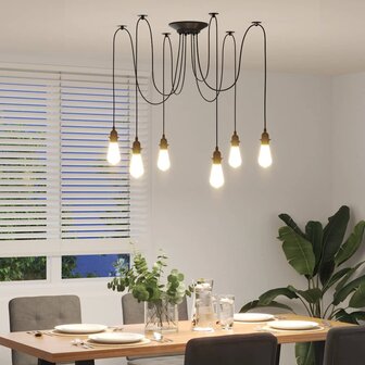 Hanglamp met 6 lamphouders E27 metaal zwart 4