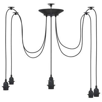 Hanglamp met 6 lamphouders E27 metaal zwart 5