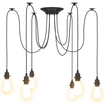 Hanglamp met 6 lamphouders E27 metaal zwart 6