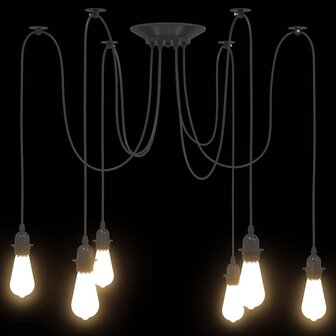 Hanglamp met 6 lamphouders E27 metaal zwart 7