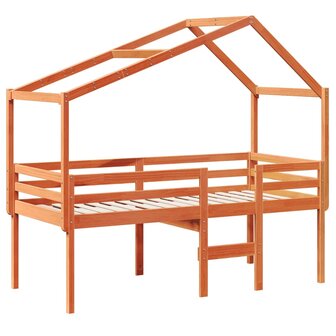 Hoogslaper met dak massief grenenhout wasbruin 90x190 cm 3